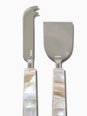 #243 ANNA Mother of Pearl Handle Cheese Knives - Set of 2 - NEW IN BOX
